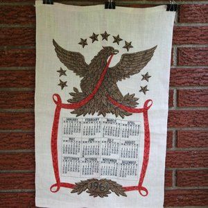 Vintage 1968 Eagle Calendar Linen Tea / Kitchen Towel